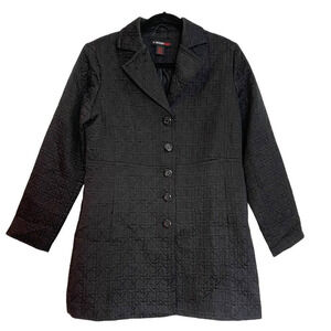 Quilted Black Button Front Outerwear Jacket Pea Coat Women's Size Medium
